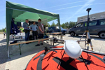 Das FEZB in der BGR präsentierte auf ihrem Stand das Projekt SUMD. Dazu gehört auch der Einsatz einer Drohne, mit deren Hilfe das FEZB wissenschaftliche Untersuchungen zu den Sanierungsarbeiten der Wismut GmbH durchführt. 