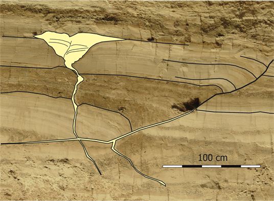 Sand volcano in weichselian deposits at the Osning thrust