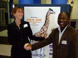 One Geology "buddies": John Duodu, Director of the Geological Survey of Ghana, and Kristine Asch, OneG coordinator Germany,  BGR