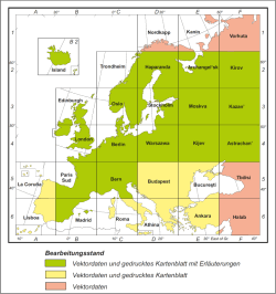 Bearbeitungsstand des Kartenwerks "Internationale Hydrogeologische Karte von Europa 1:1.500.000"