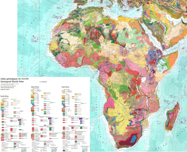 The map (1:10 million) shows the geology of Africa.