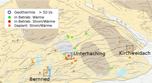 Geothermiestandorte und Störungen im Malm