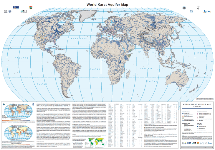 World Karst Aquifer Map 1 : 40 000 000, published in 2017 and presented at the 44th Congress of the International Association of Hydrogeologists (IAH), Dubrovnik/Croatia